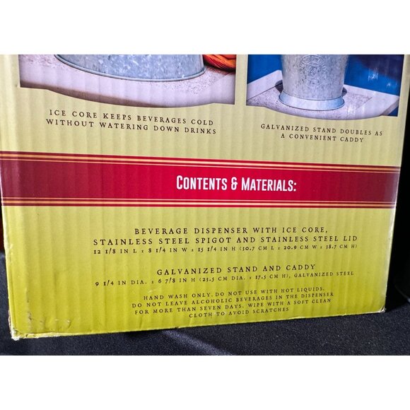 Margaritaville 2.5 Gal Beverage Dispenser With Ice Core & Galvanized Stand/Stain - Picture 2 of 4